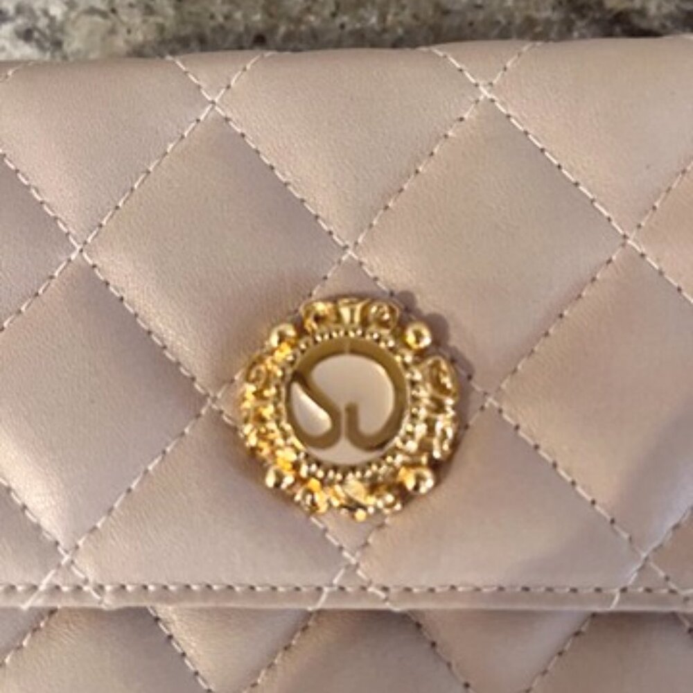 St John Collection Leather Crossbody/Clutch Quilted Handbag-Cream - Picture 6 of 10